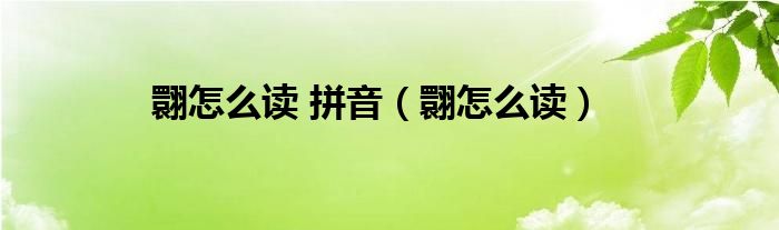 翾怎么读 拼音（翾怎么读）