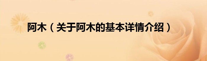 阿木（关于阿木的基本详情介绍）