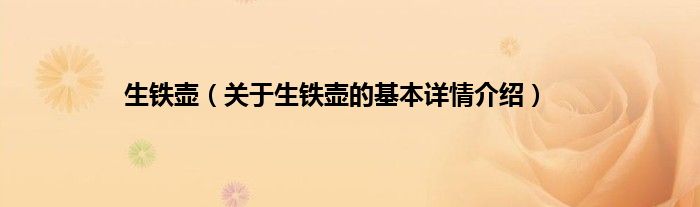 生铁壶（关于生铁壶的基本详情介绍）