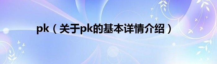 pk（关于pk的基本详情介绍）
