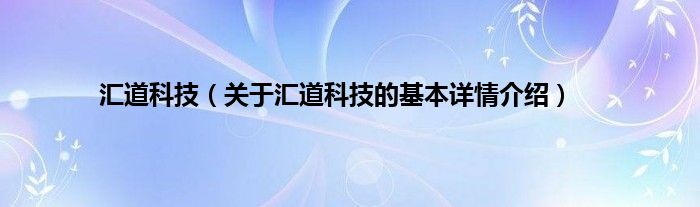 汇道科技（关于汇道科技的基本详情介绍）