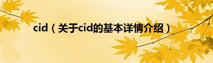 cid（关于cid的基本详情介绍）