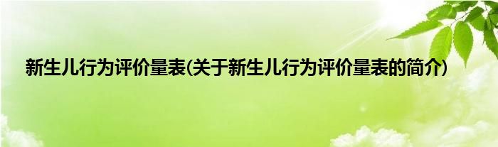 新生儿行为评价量表(关于新生儿行为评价量表的简介)
