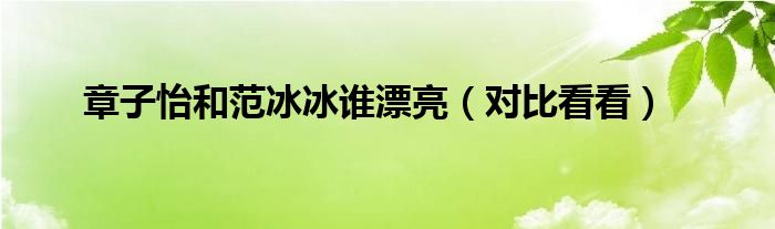 章子怡和范冰冰谁漂亮（对比看看）