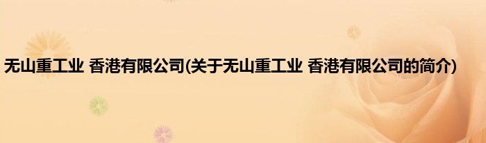 无山重工业 香港有限公司(关于无山重工业 香港有限公司的简介)