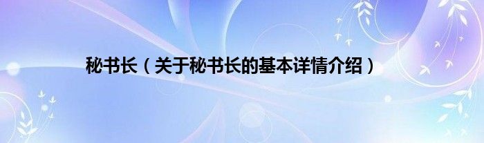 秘书长（关于秘书长的基本详情介绍）