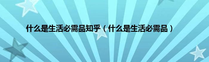 什么是生活必需品知乎（什么是生活必需品）