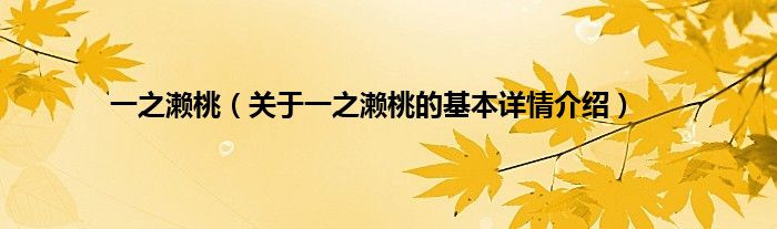 一之濑桃（关于一之濑桃的基本详情介绍）