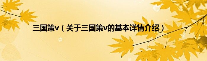 三国策v（关于三国策v的基本详情介绍）