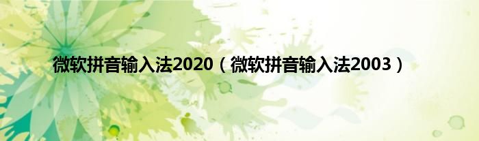 微软拼音输入法2020（微软拼音输入法2003）