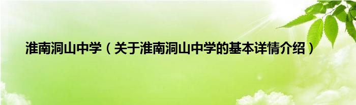 淮南洞山中学（关于淮南洞山中学的基本详情介绍）