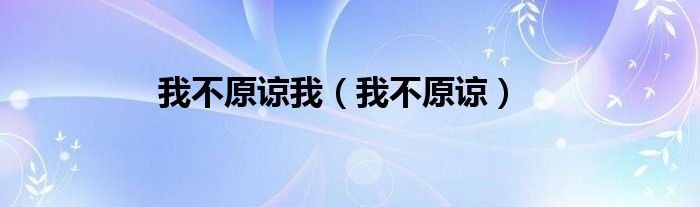 我不原谅我（我不原谅）