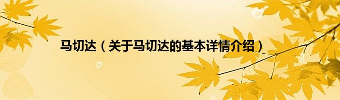 马切达（关于马切达的基本详情介绍）