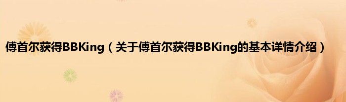 傅首尔获得BBKing（关于傅首尔获得BBKing的基本详情介绍）
